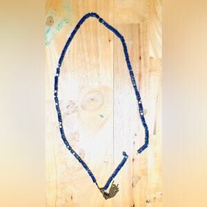 Pitango Lapis Lazuli Necklace from Nepal – Raw Artisan Gemstone w/ Broken Clasp